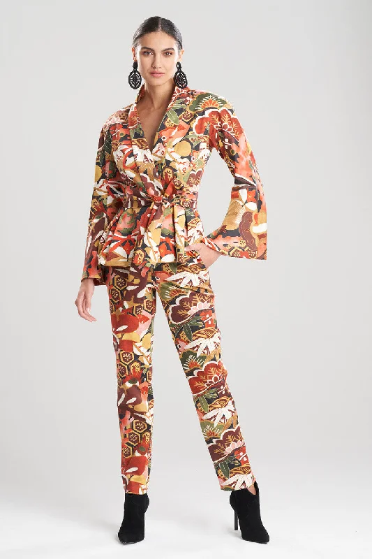 Wool Jackets for Cozy Feelings -Jackets for fall-Ikebana Printed Cotton Sateen Peplum Jacket