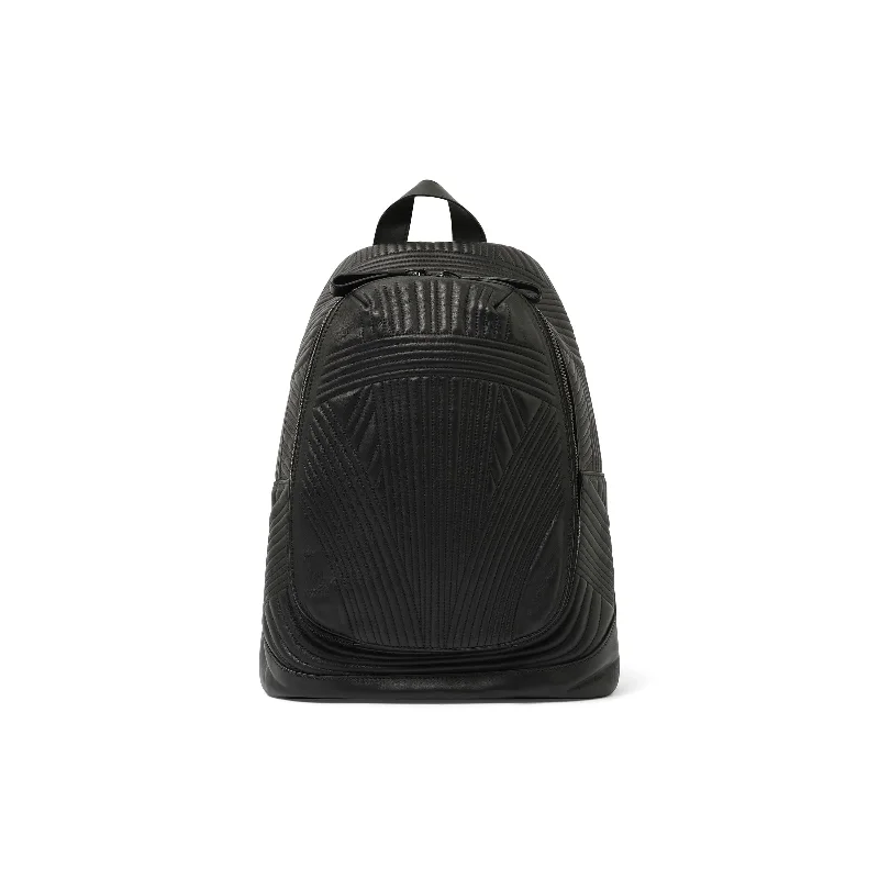 Quilted fabric backpack for chic everyday carry -Round Back Pack in Black