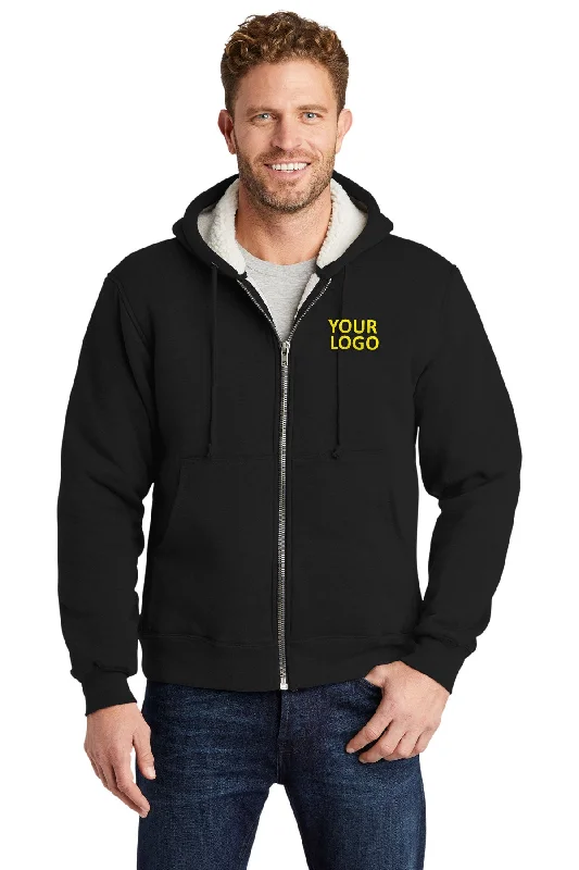 Painted Jackets for Artistic -Jackets for budget shoppers-CornerStone Sherpa-Lined Hooded Fleece Jacket, Black