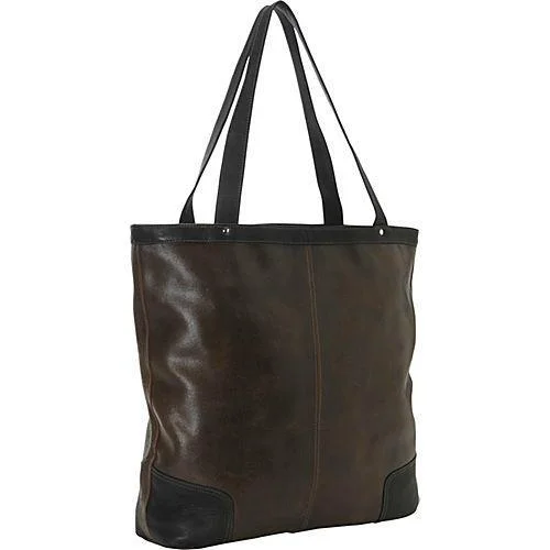 Minimalist black backpack for sleek professional use -Piel Leather Vintage Vertical Tote