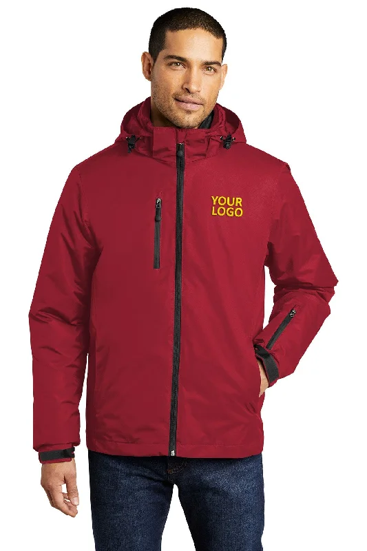 Reflective Jackets for Safety -Jackets for outdoor activities-Port Authority Vortex Customized Waterproof 3-in-1 Jackets, Rich Red/ Black