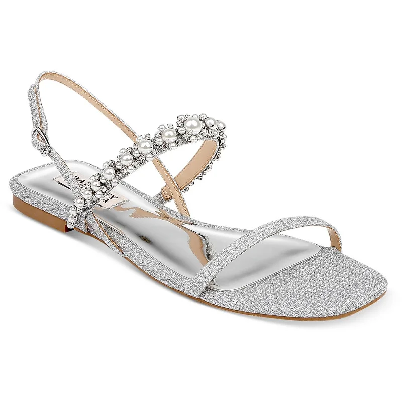 Comfortable sandals for women with padded straps and soft footbed for long wear-Sandals with animal prints-Badgley Mischka Womens Natalee Metallic Embellished Slingback Sandals