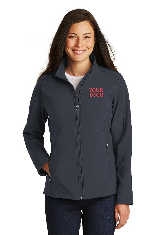 Heavy Duty Jackets for Durability -Jackets for casual wear-Port Authority Ladies Core Soft Shell Customized Jackets, Battleship Grey