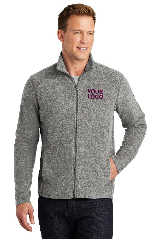 Abstract Jackets for Creative -Jackets for hip-hop style-Port Authority Heather Microfleece Branded Full-Zip Jackets, Pearl Grey Heather