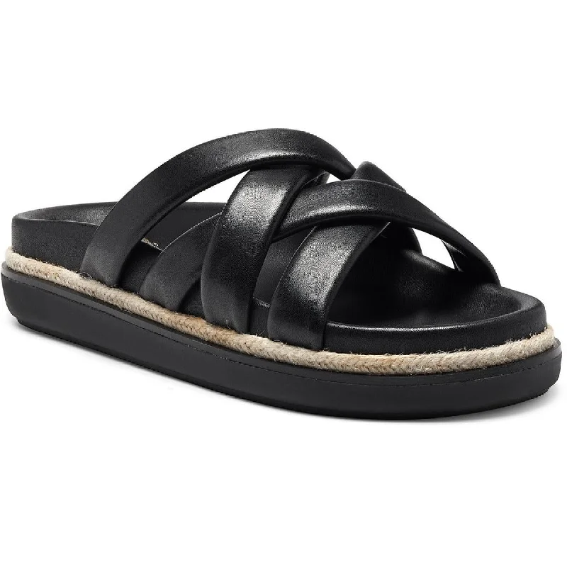 Stylish sandals for women with unique buckle details and flat design-Sandals for desert adventures-Vince Camuto Womens Chavelle Leather Slides Footbed Sandals