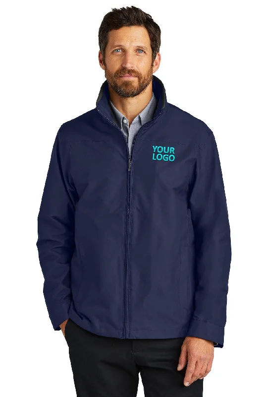 Running Jackets for Exercise -Jackets with snap buttons-Port Authority Successor Branded Jackets, True Navy