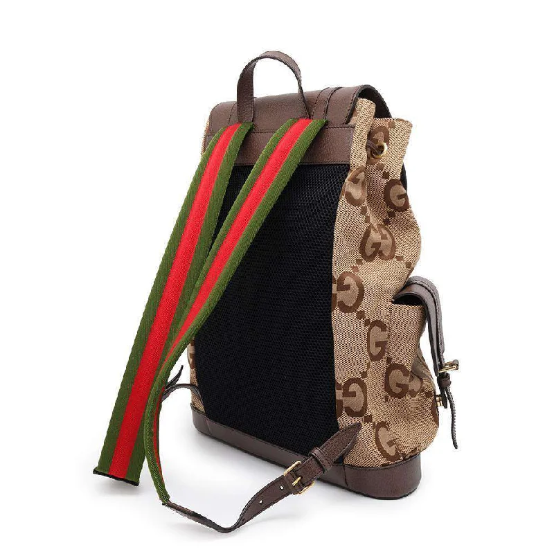 Personalized embroidered backpack for unique gift ideas -GUCCI Jumbo GG Backpack Brown/Beige 678829 Canvas Leather