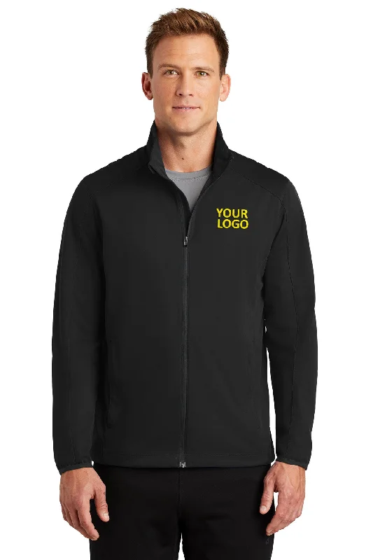 Travel Jackets for On-the-go -Jackets with multiple pockets-Port Authority Active Soft Shell Branded Jackets, Deep Black