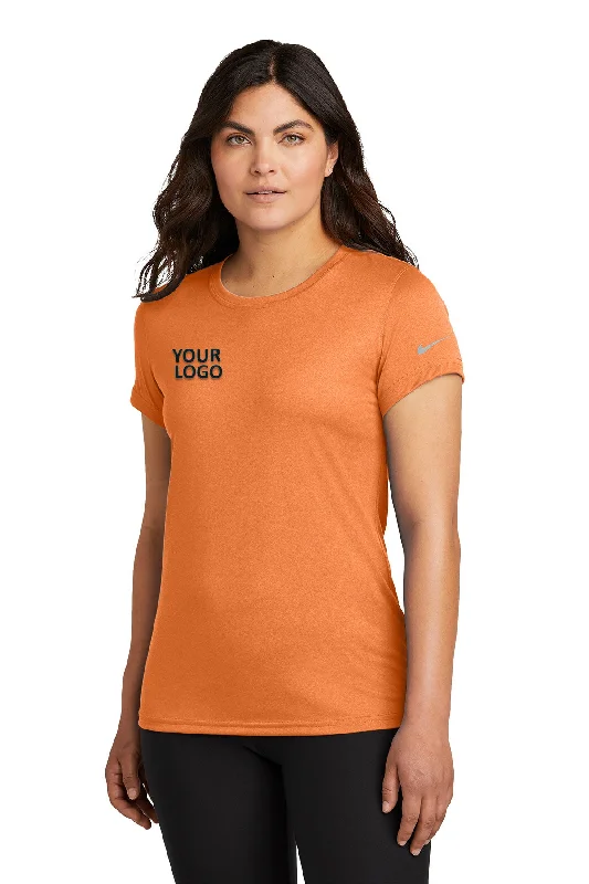 Brightly colored backpack for easy group spotting -Nike Ladies Swoosh Sleeve rLegend Customized Tee's, Desert Orange