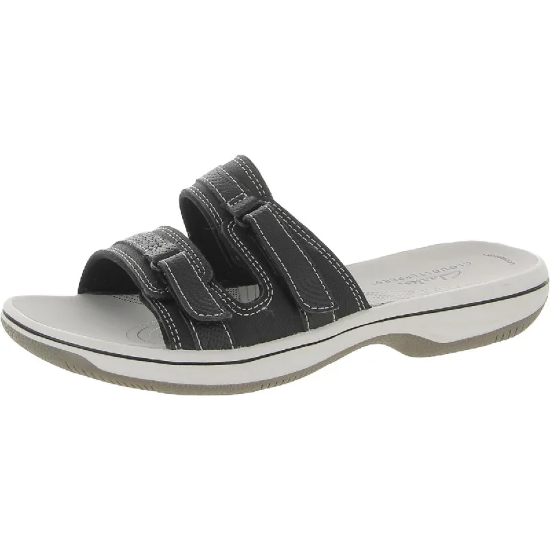 Stylish sandals for men with leather straps and simple yet sophisticated design-Sandals for summer-Cloudsteppers by Clarks Womens BreezePiper Faux Leather Cushioned Slide Sandals