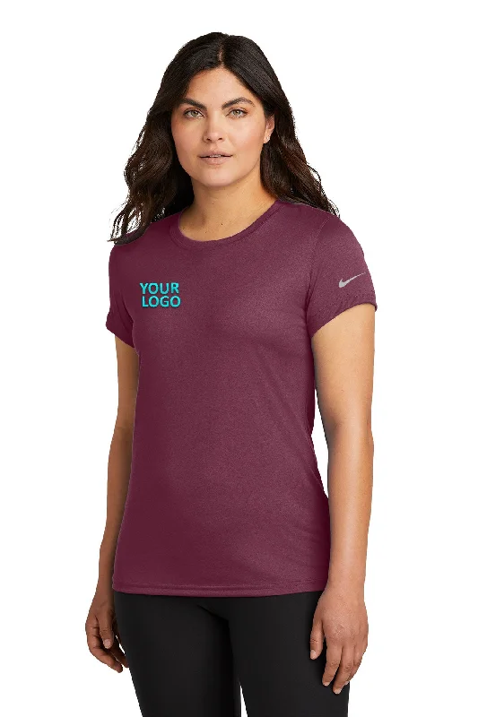 Premium backpack with lifetime warranty guarantee -Nike Ladies Swoosh Sleeve rLegend Customized Tee's, Deep Maroon