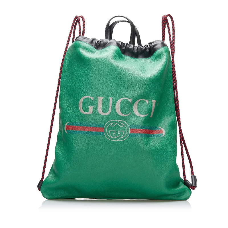 Stylish minimalist backpack for modern nomad life -Gucci Logo Drawstring Backpack (SHG-hyZod1)