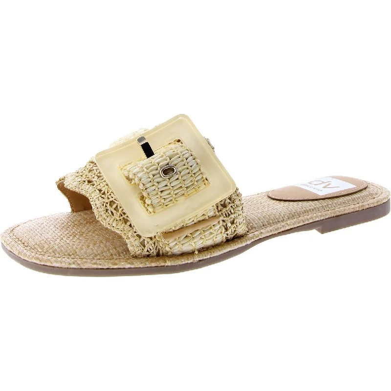 Stylish sandals for women with metallic accents and sleek, minimalist style-Sandals for women-DV By Dolce Vita Womens Joane Faux Leather Woven Slide Sandals