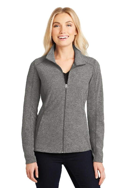 Logo Printed Jackets for Branding -Jackets for sustainable fashion-Port Authority Ladies Heather Microfleece Full-Zip Jacket L235 Pearl Grey Heather