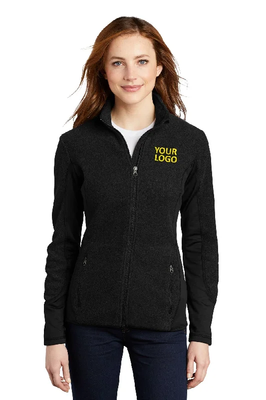 Beaded Jackets for Decoration -Jackets for everyday use-Port Authority Ladies R-Tek Pro Fleece Branded Full-Zip Jackets, Black/ Black