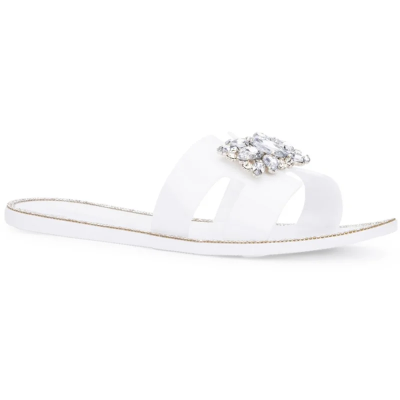 Casual sandals for men with open-toe design and soft leather upper-Sandals for music concerts-Olivia Miller Womens Kai  Rhinestone Slide Sandals