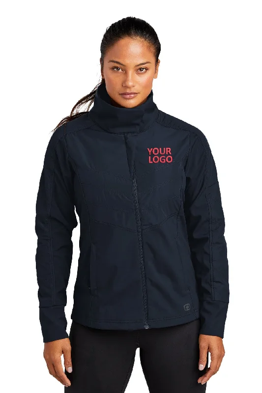 Party Jackets for Night Out -Jackets with lapel collar-OGIO ENDURANCE Ladies Brink Custom Soft Shell Jackets, Propel Navy