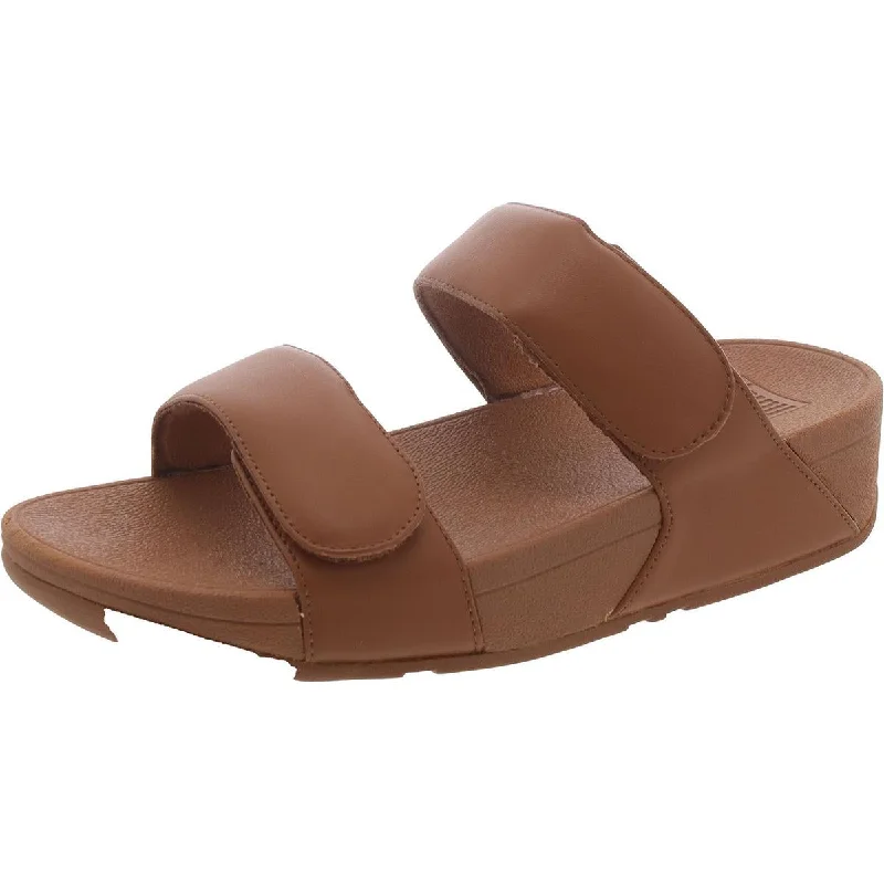 Elegant sandals for women with woven design and high-heeled platform soles-Sandals for arch support-Fitflop Womens Lulu Leather Adjustable Slide Sandals