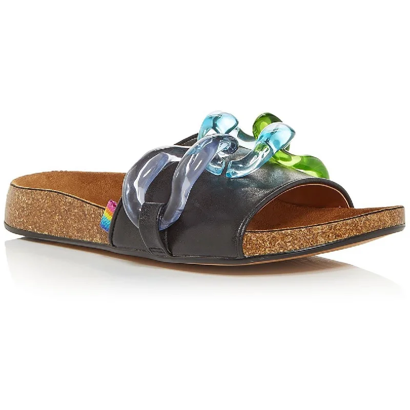 Fashionable sandals for women with ankle straps and chic metallic finishes-Sandals for wide feet-Kurt Geiger London Womens Ozark Leather Padded Insole Slide Sandals