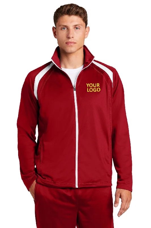 Heavy Duty Jackets for Durability -Jackets for casual wear-Sport-Tek Tricot Track Branded Jackets, True Red/White