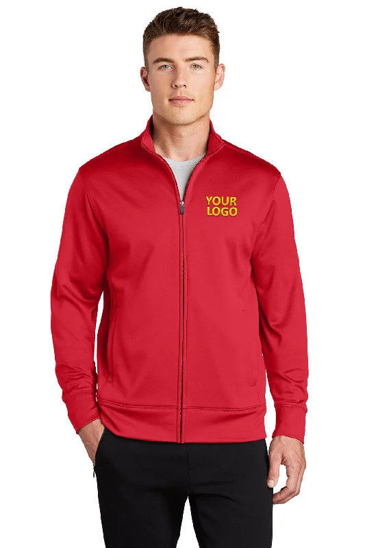 Green Jackets for Nature -Jackets for clubbing-Sport-Tek Sport-Wick Fleece Customized Full-Zip Jackets, Deep Red