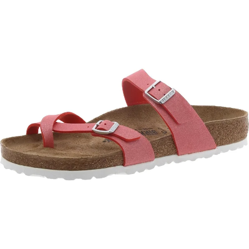 Sandals for teenagers-Birkenstock Womens Faux Leather Toe Loop Slide Sandals