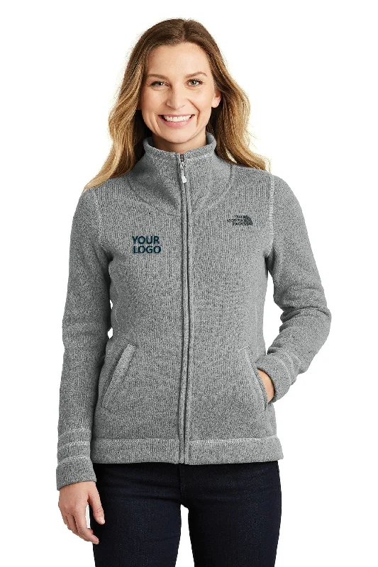 Rhinestone Jackets for Glamour -Jackets for weekend outings-North Face Ladies Sweater Fleece Jacket TNF Medium Grey Heather