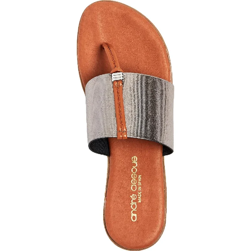 Stylish sandals for men with rubber footbed and adjustable strap for better fit-Sandals for pregnant women-André Assous Womens Nice Slide Wedge Thong Sandals