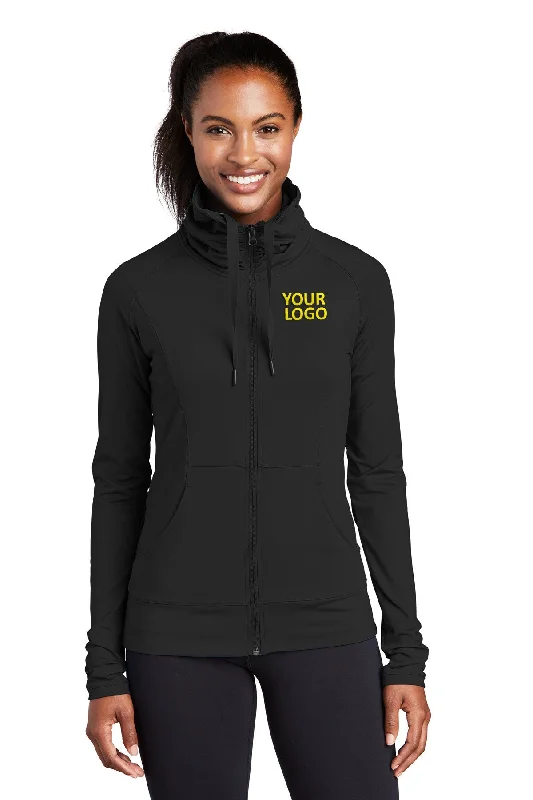 Wedding Jackets for Ceremony -Jackets with real leather-Sport-Tek Ladies Sport-Wick Stretch Branded Full-Zip Jackets, Black