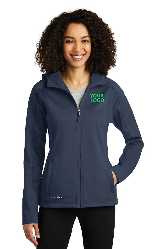 Logo Printed Jackets for Branding -Jackets for sustainable fashion-Eddie Bauer Ladies Trail Custom Soft Shell Jackets, River Blue