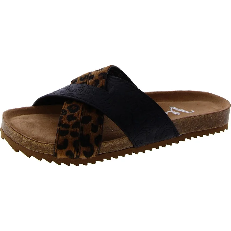 Waterproof sandals for men with durable straps and slip-resistant soles-Sandals with elegant style-Very G Womens Ari Criss-Cross Animal Print Slide Sandals