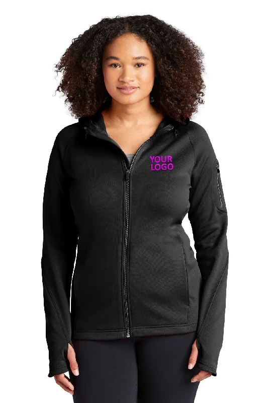 Gym Jackets for Workout -Jackets with belt-Sport-Tek Ladies Tech Fleece Customized Full-Zip Hooded Jackets, Black