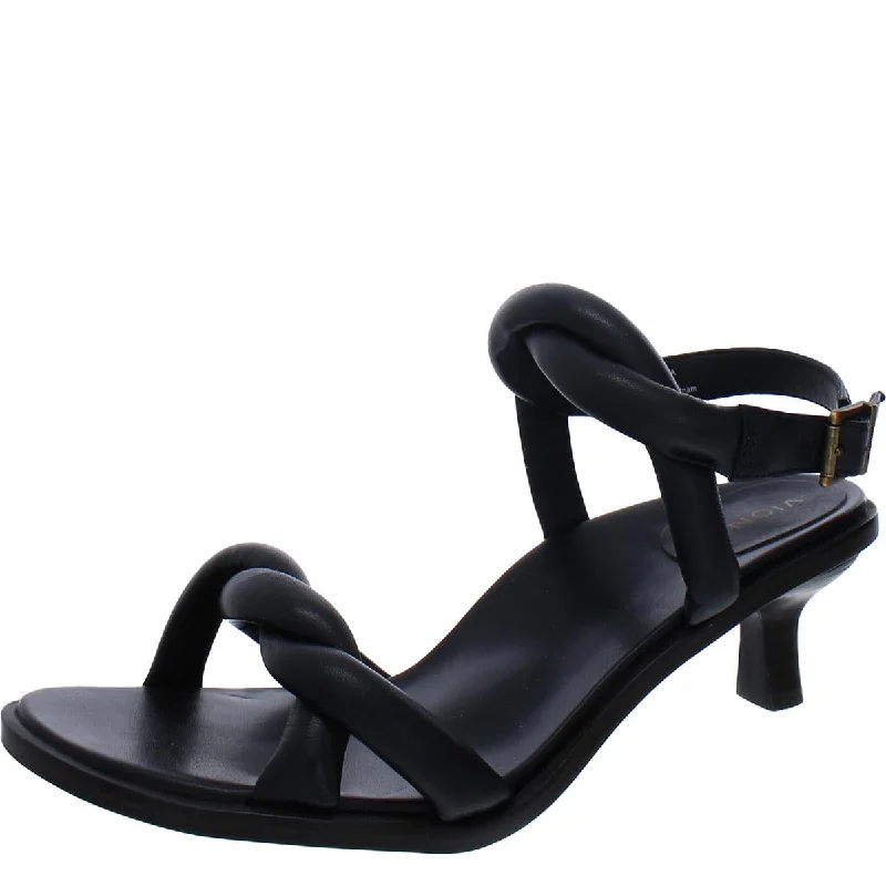 Stylish sandals for women with wide ankle straps and buckle detailing for fashionable look-Sandals for evening wear-Vionic Womens Angelica Leather Kitten Slingback Sandals