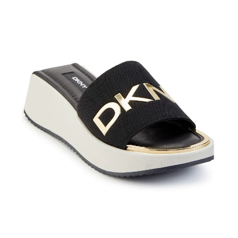 Summer sandals for women with breathable design and comfortable fit-Sandals for desert adventures-DKNY Womens Mandy Logo Slip On Slide Sandals