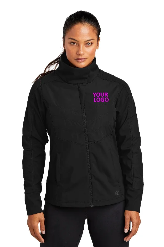 Casual Friday Jackets for Relaxed -Jackets with stand collar-OGIO ENDURANCE Ladies Brink Custom Soft Shell Jackets, Blacktop