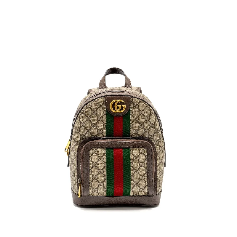 Retro canvas backpack with leather strap details -Gucci Small GG Ophidia Backpack GG Supreme Canvas/ Calfskin GHW