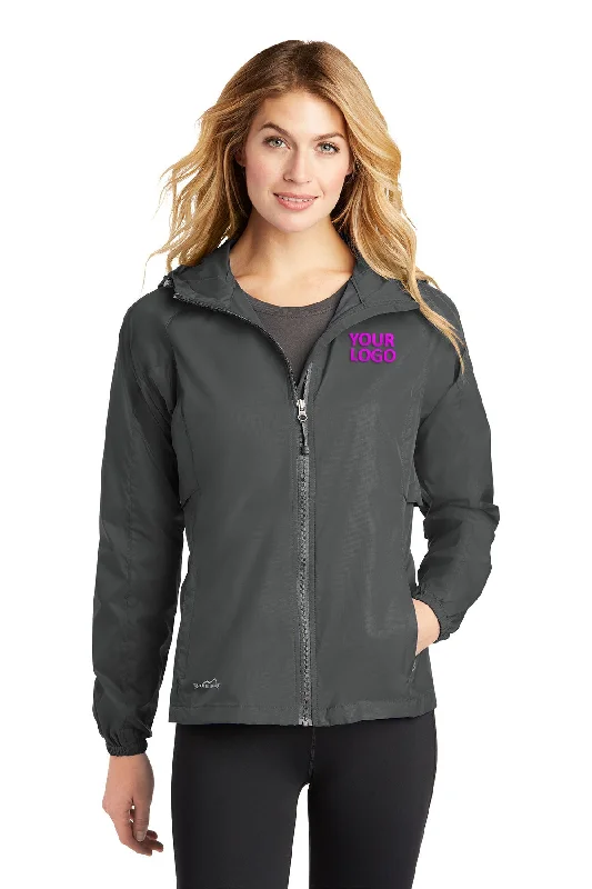 Weekend Jackets for Leisure -Jackets with removable hood-Eddie Bauer Ladies Custom Packable Wind Jackets, Grey Steel