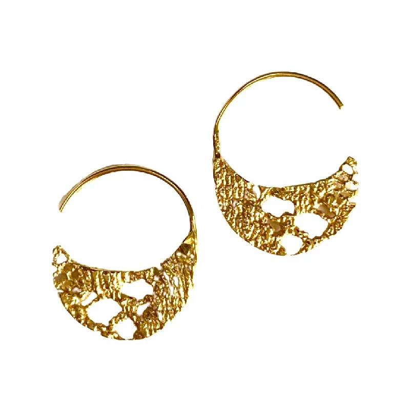 Hoop earrings with cut-out designs for a creative and lightweight effect-Hoop earrings for birthdays-06. Lazy Lace Hoops small