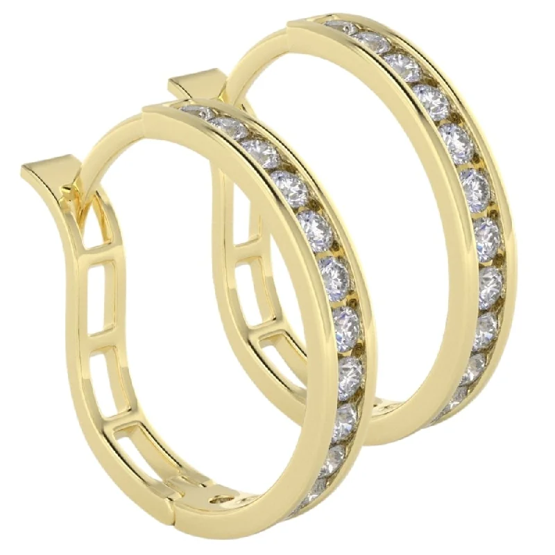 Best hoop earrings with infinity designs for a timeless and meaningful symbol-Hoop earrings with cross design-1/2Ct Diamond Hoops in White or Yellow Gold