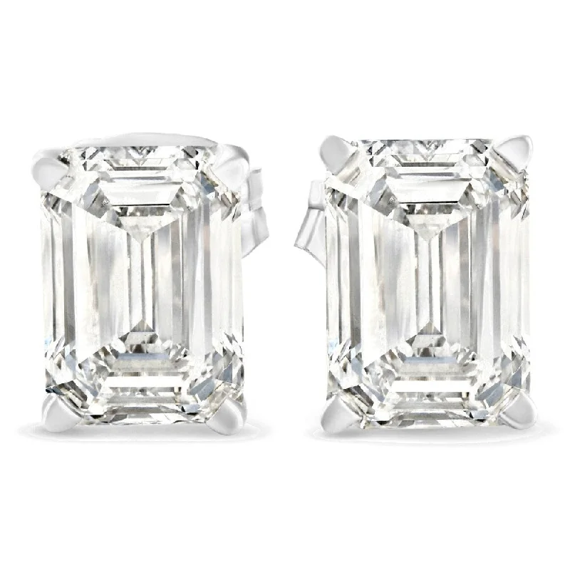 Medium hoop earrings for an everyday look with the perfect balance of style-Hoop earrings with cubic zirconia-2Ct Lab Grown Emerald Cut Diamond Studs White Gold Earrings