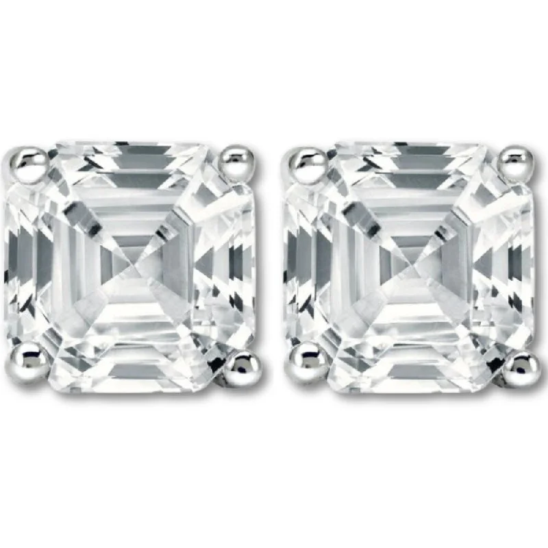 Hoop earrings with rhinestone embellishments for a glamorous and sparkling look-Hoop earrings with charms-3.32Ct Asscher Cut Diamond Studs White Gold Lab Grown Earrings