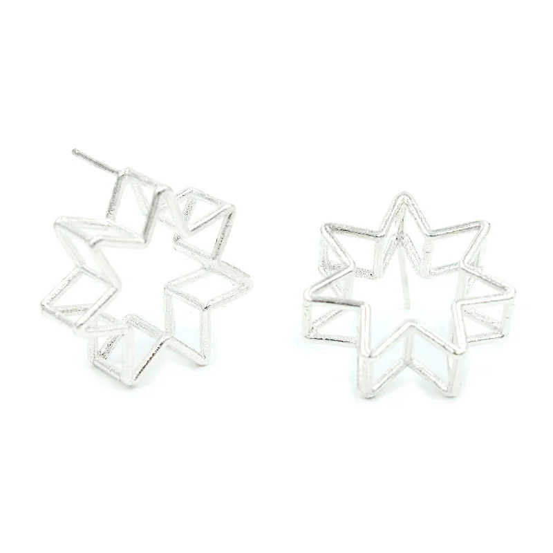 Best hoop earrings with sterling silver for an affordable and chic design-Hoop earrings for teens-3D 7 Point Star Studs