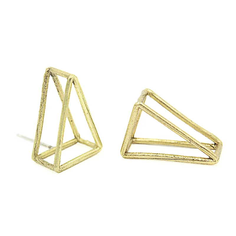 Best hoop earrings with Swarovski crystals for added sparkle and luxury-Hoop earrings for weddings-3D Triangle Studs