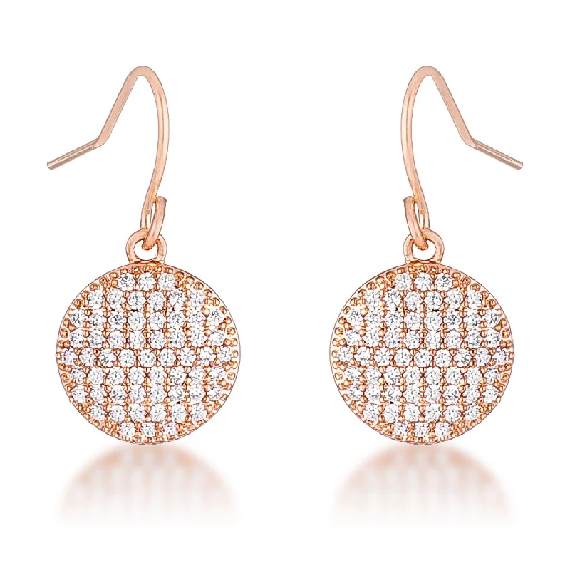 Best hoop earrings with delicate chain details for a trendy and stylish design-Hoop earrings with stars-LOVCIA Elegant Rose Gold Plated Pave CZ Disc Earrings (.6 Ct)