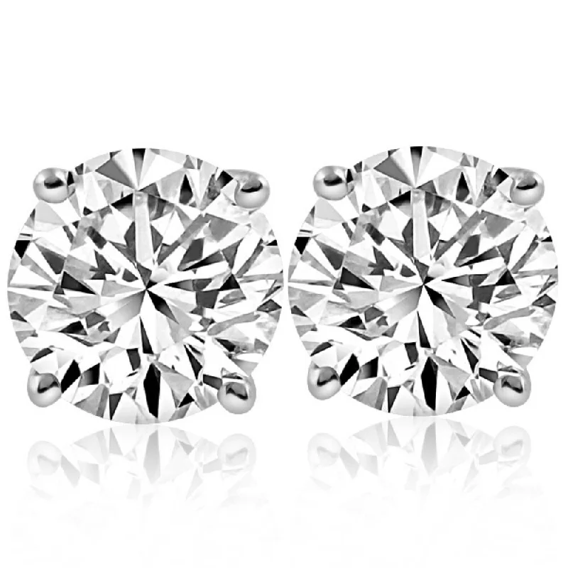 Best hoop earrings with tribal designs for a cultural and exotic aesthetic-Hoop earrings in platinum-8 Carat (ctw) Certified Lab Grown Diamond Studs in 14k White Gold