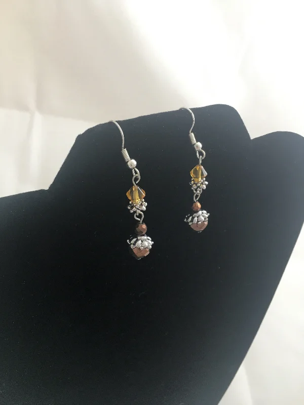 Hoop earrings with satin finishes for a smooth and elegant appearance-Hoop earrings with hearts-Earrings  Boho Citrine and Garnet Crystal Earrings   Sold