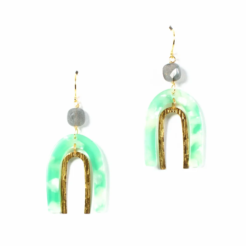 Best hoop earrings with minimal embellishments for a sleek and modern look-Hollow hoop earrings-Nadi Acrylic Earrings - Green