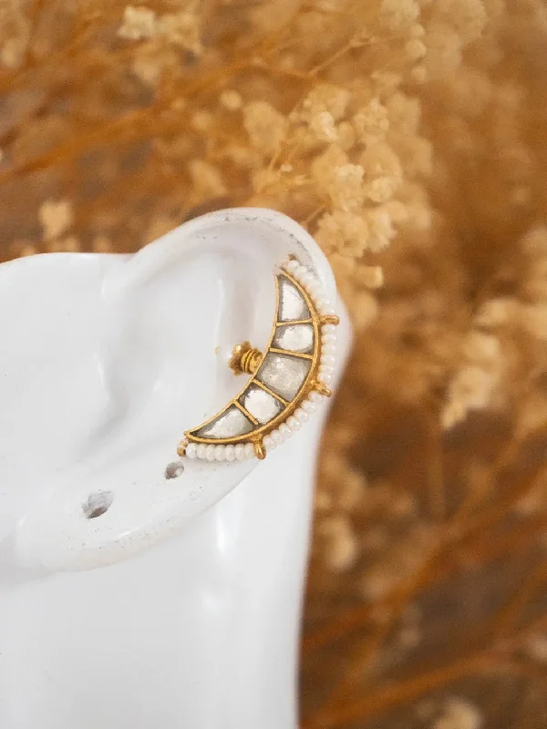 Hoop earrings with a chunky design for a bold and trendy statement-Hoop earrings for summer-Chand Pacchi Kundan Earcuff