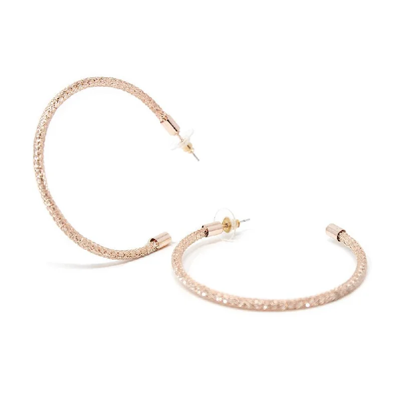 Best hoop earrings with butterfly motifs for a playful and whimsical appearance-Hoop earrings in silver-Crystal Mesh Half Hoop Earrings Rose Gold Tone