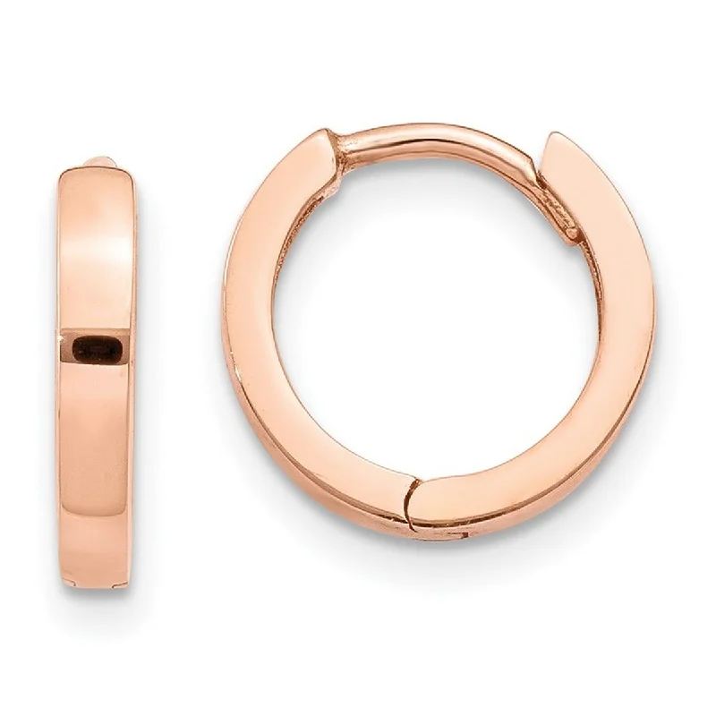 Best hoop earrings with gold for a luxurious and timeless look-Hoop earrings for women-Curata 14k Rose Gold Solid Polished Hinged Small Huggies Hoop Earrings 11x2mm